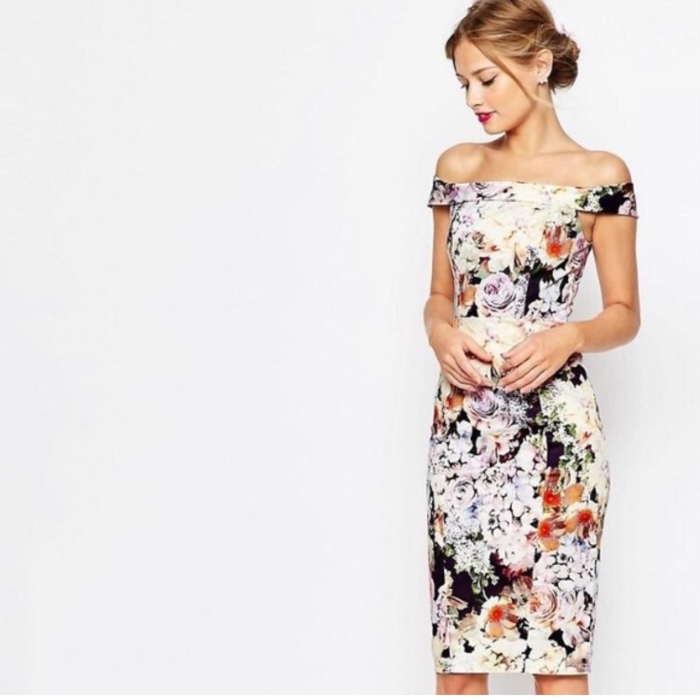 ASOS Navy Floral Cocktail Dress